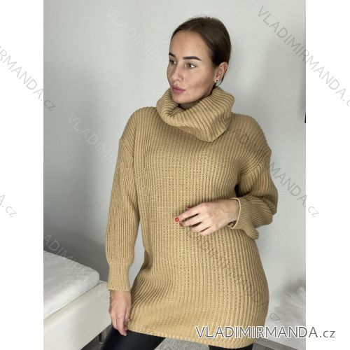 Svetr/Šaty krátke pletené s rolákom dlhý rukáv dámske (S/M/L ONE SIZE) TALIANSKA MÓDA IMPLI248123