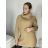 Svetr/Šaty krátke pletené s rolákom dlhý rukáv dámske (S/M/L ONE SIZE) TALIANSKA MÓDA IMPLI248123/DR S/M/L hnedá