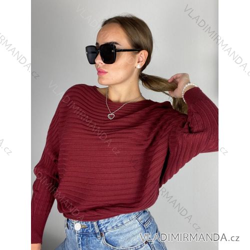 Sveter slabý úpletový dlhý netopýří rukáv dámsky (S/M/L ONE SIZE) TALIANSKA MóDA IM725MELANIE/DR S / M vínová