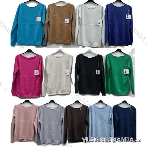 Sveter úpletový dlhý rukáv dámsky (S/M/L ONE SIZE) TALIANSKA MÓDA IMD24466