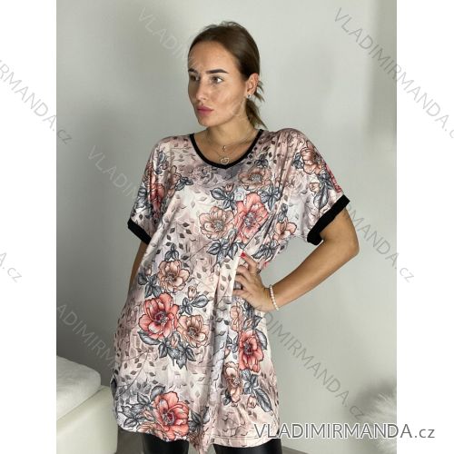 Tunika krátky rukáv dámska nadrozmer (54/56/58ONE SIZE) TURECKÁ MODA TME249100-4/DR 54/56 ružová staroružová