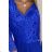 Šaty dlouhé elegantní společenské krajkové s výstřihem dlouhý rukáv  (S - 2XL) Polská móda- Royal blue 309-12 AMBER modrá kráľovská 5XL