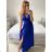 Šaty společenské dlouhé bez rukávu dámské (S/M/L ONE SIZE) ITALSKÁ MÓDA IMS235192/DUR tmavo modrá S/M/L