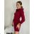 Šaty úpletové s kapucňou dlhý rukáv dámske (S/M/L ONE SIZE) TALIANSKA MÓDA IMD24403/DU - vínová - S/M/L