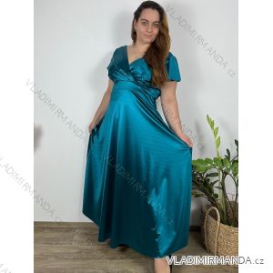 Šaty dlhé spoločenské krátky rukáv dámske (42/44/46 ONE SIZE) TALIANSKA MÓDA IMPSH246540XL