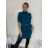 Šaty úpletové s opaskom krátky rukáv dámske  (S/M/L ONE SIZE) TALIANSKA MÓDA IMC24556/DUR tm. hnědá S/M/L