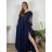 Šaty společenské elegantní krajkové s 3/4 rukávem dámské (2XL-5XL) ITALSKá MODA IMS259028/DUR 4XL tmavo modrá