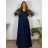 Šaty společenské elegantní krajkové s 3/4 rukávem dámské (2XL-5XL) ITALSKá MODA IMS259028/DUR 4XL tmavo modrá