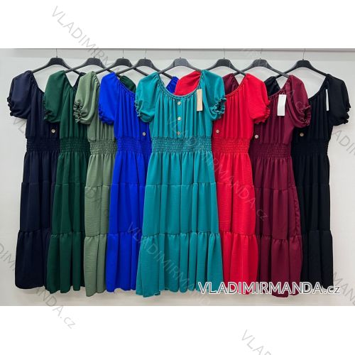 Šaty letné voľnočasové krátky rukáv dámske nadrozmer (48/50/52 ONE SIZE) TALIANSKA MÓDA IM425043