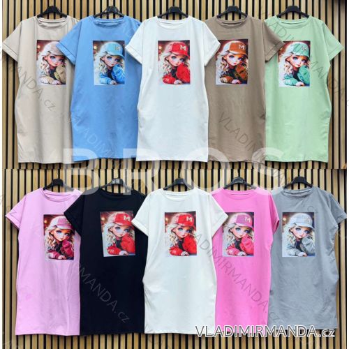 Šaty krátke letné voľnočasové krátky rukáv dámske (S/M/L ONE SIZE) TALIANSKA MÓDA IMWGB25002