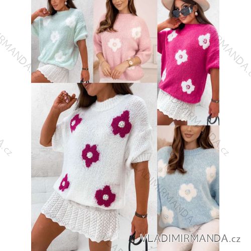 Sveter mohier pletený krátky rukáv dámsky (S/M/L ONE SIZE) TALIANSKA MÓDA IMWGB25003