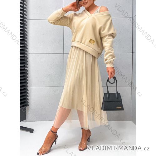 Šaty dlhé s mikinou dlhý rukáv dámske (S/M/L ONE SIZE) TALIANSKA MÓDA IMWGB25011