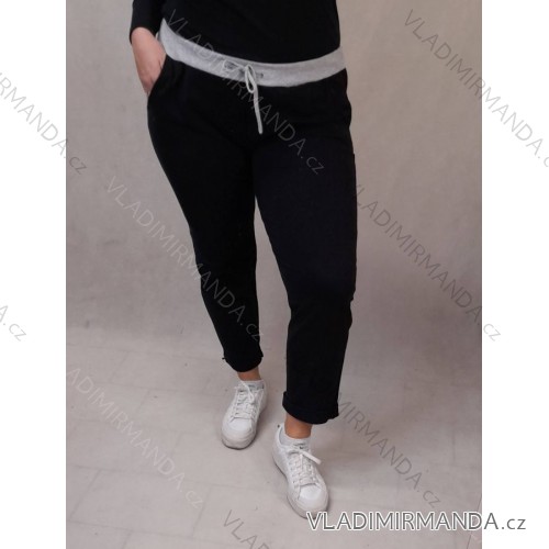 Tepláky dlouhé dámské nadrozměr (40/42/44 ONE SIZE) ITALSKá MóDA IMB22036XL/DR čierna 
