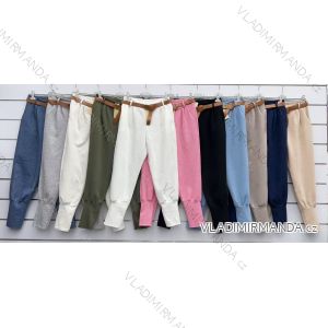 Tepláky elegantné s opaskom dámske nadrozmer (42/44/46 ONE SIZE) TALIANSKA MÓDA IMWKK25018