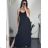 Šaty dlhé letné na ramienka dámske Rebeca (S/M ONE SIZE) TALIANSKA MÓDA IMD23472/DUR - Čierna - S/M