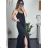 Šaty dlhé letné na ramienka dámske Rebeca (S/M ONE SIZE) TALIANSKA MÓDA IMD23472/DUR - Čierna - S/M