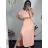 Šaty letné košeľové s opaskom krátky rukáv dámske (S/M/L ONE SIZE) TALIANSKA MóDA IM424486/DR modrá mintova M / L