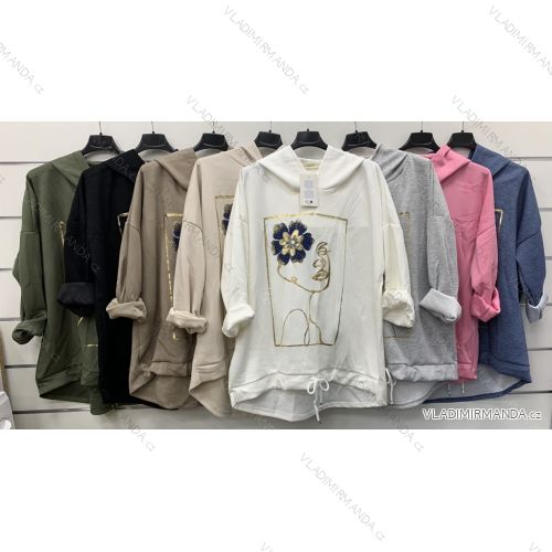 Mikina slabá sťahovacia s kapucňou dlhý rukáv dámska (S/M/L ONE SIZE) TALIANSKA MÓDA IMWCP25021