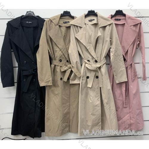 Kabát tenký jarný s opaskom dlhý rukáv dámsky (S/M/L ONE SIZE) TALIANSKA MÓDA IMWCP25026