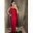 Šaty dlhé elegantné spoločenské trblietavé na ramienka dámske (S/M/L ONE SIZE) TALIANSKA MÓDA IMPSH2593328 červená S/M/L