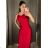Šaty dlhé elegantné spoločenské trblietavé na ramienka dámske (S/M/L ONE SIZE) TALIANSKA MÓDA IMPSH2593328 červená S/M/L