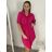 Šaty košeľové oversize krátky rukáv dámske (S/M/L ONE SIZE) TALIANSKA MÓDA IM424538/DR smaragdová S/M/L