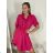 Šaty košeľové oversize krátky rukáv dámske (S/M/L ONE SIZE) TALIANSKA MÓDA IM424538/DR smaragdová S/M/L