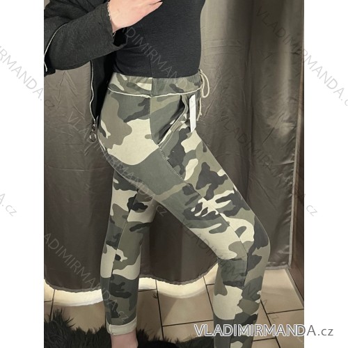 Tepláky dlhé dámske (S/M ONE SIZE) TALIANSKA MÓDA IMM23M0035/DR -   maskáčová
 -   S / M