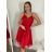 Šaty elegantné spoločenské na ramienka dámske (S/M ONE SIZE) TALIANSKA MÓDA IMPSH23C666/DUR S/M červená