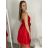 Šaty elegantné spoločenské na ramienka dámske (S/M ONE SIZE) TALIANSKA MÓDA IMPSH23C666/DUR S/M červená