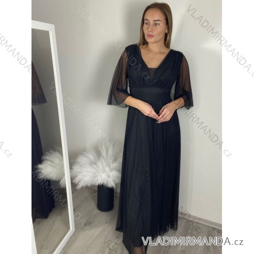 Šaty spoločenské elegantné 3/4 rukáv dámske (S/M/L ONE SIZE) TALIANSKA MODA IMS25KRISTA