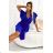 586-2 Women's dress s obálkou neckline, sleeves and belt - blue