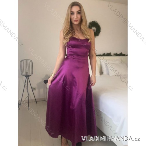Šaty dlouhé společenské na ramínka dámské (S/M ONE SIZE) ITALSKÁ MÓDA IMPSH246456/DUR S / M fialová