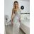 Šaty dlhé elegantné spoločenské flitrové na ramienka dámske (S/M/L ONE SIZE) TALIANSKA MÓDA IMPSH2583785 béžová S/M/L