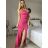 Šaty elegantné spoločenské dlhé na ramienka dámske (S/M ONE SIZE) TALIANSKA MÓDA IM324LOVE/DU -   růžová fuchsiová -   S/M/L