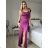 Šaty elegantné spoločenské dlhé na ramienka dámske (S/M ONE SIZE) TALIANSKA MÓDA IM324LOVE/DU -   růžová fuchsiová -   S/M/L