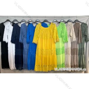 Šaty dlhé krajkové letné krátky rukáv dámske nadrozmer (48/50/52 ONE SIZE) TALIANSKA MÓDA IM425086