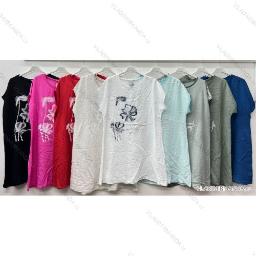 Tričko predĺžené krátky rukáv dámske nadrozmer (46/48/50 ONE SIZE) TALIANSKA MÓDA IM425090
