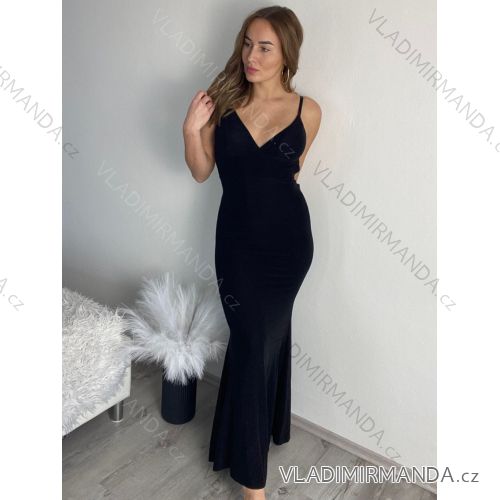 Šaty dlhé spoločenské trblietavé na ramienka dámske (S/M/L ONE SIZE) TALIANSKA MÓDA IMPSH24V6601