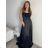 Šaty dlouhé elegantní saténové na ramínka dámské (S/M/L ONE SIZE) ITALSKÁ MÓDA IMPBB24B24737/DUR čierna S/M/L