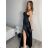 Šaty dlouhé elegantní saténové na ramínka dámské (S/M/L ONE SIZE) ITALSKÁ MÓDA IMPBB24B24737/DUR čierna S/M/L