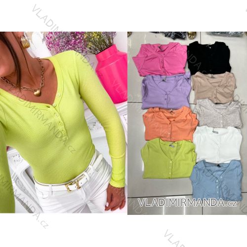 Tričko riadkové dlhý rukáv dámske (S/M/L ONE SIZE) TURECKÁ MÓDA TMWM25089