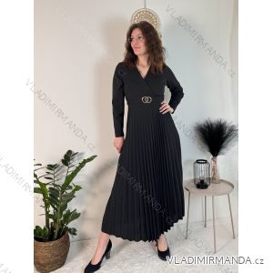 Šaty dlhé s opaskom dlhý rukáv dámske (S/M/L ONE SIZE) TALIANSKA MÓDA IMPLI2439348