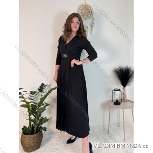 Šaty dlhé s opaskom dlhý rukáv dámske (S/M/L ONE SIZE) TALIANSKA MÓDA IMPLI2439348