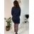 Šaty voľnočasové dlhý rukáv dámske (S/M/L ONE SIZE) TALIANSKA MÓDA IMD23769 tmavo modrá M / L