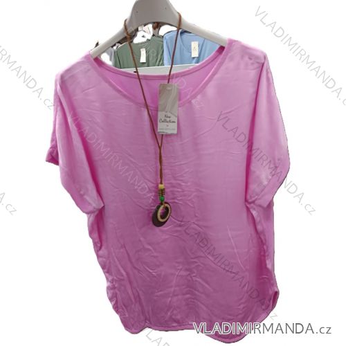 Tričko krátky rukáv dámske nadrozmer (42/44/46 ONE SIZE) TALIANSKA MÓDA IMSM25124