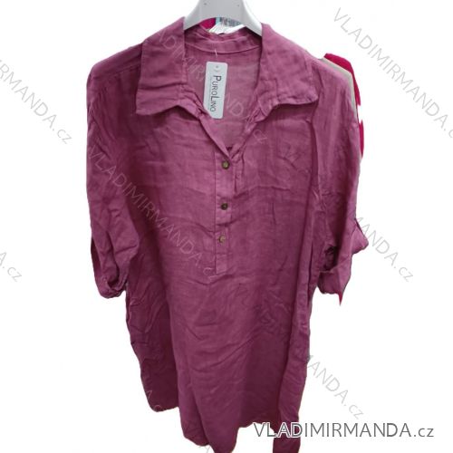 Košeľa predĺžená ľanová 3/4 dlhý rukáv dámska nadrozmer (42/44/46 ONE SIZE) TALIANSKA MÓDA IMSM25129