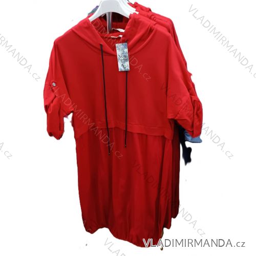 Šaty mikinové krátky rukáv dámske nadrozmer (42/44/46 ONE SIZE) TALIANSKA MÓDA IMSM25130