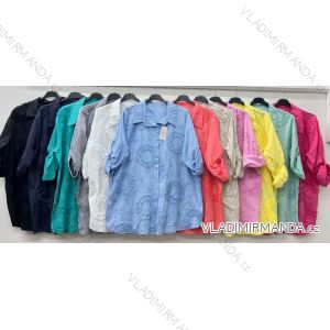 Košeľa klasik 3/4 dlhý rukáv dámska nadrozmer (52/54/56 ONE SIZE) TALIANSKA MÓDA IM425134