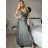Šaty dlhé spoločenské trblietavé na ramienka dámske (S/M ONE SIZE) TALIANSKA MODA IM325NORA